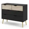 OSLO Chest of 4 Drawers (2+2) in Black and Oak - Image 11
