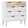 OSLO Chest of 5 Drawers (2+3) in White and Oak