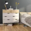 OSLO Chest of 5 Drawers (2+3) in White and Oak - Image 5