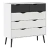 OSLO Chest of 5 Drawers (2+3) in White and Black Matt