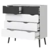 OSLO Chest of 5 Drawers (2+3) in White and Black Matt - Image 5