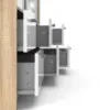LINE Wardrobe 3 Doors 6 Drawers in Oak with White High Gloss - Image 4