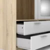LINE Wardrobe 3 Doors 6 Drawers in Oak with White High Gloss - Image 3