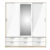 LINE Wardrobe 3 Doors 6 Drawers in Oak with White High Gloss - Image 12