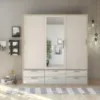 LINE Wardrobe 3 Doors 6 Drawers in Oak with White High Gloss - Image 8