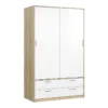 LINE Wardrobe 2 Doors 4 Drawers in Oak with White High Gloss