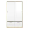 LINE Wardrobe 2 Doors 4 Drawers in Oak with White High Gloss - Image 12