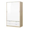 LINE Wardrobe 2 Doors 4 Drawers in Oak with White High Gloss - Image 11
