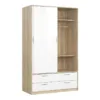 LINE Wardrobe 2 Doors 4 Drawers in Oak with White High Gloss - Image 10