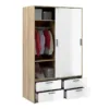 LINE Wardrobe 2 Doors 4 Drawers in Oak with White High Gloss - Image 9