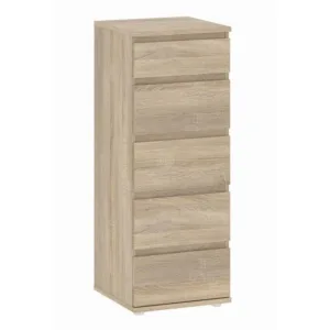NOVA Narrow Chest of 5 Drawers in Oak