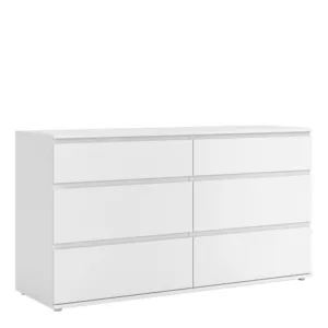 NOVA Wide Chest of 6 Drawers (3+3) in White