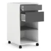 FUNCTION PLUS Mobile File Cabinet 2 Drawers 1 Shelf in White and Grey - Image 9