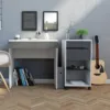 FUNCTION PLUS Mobile File Cabinet 2 Drawers 1 Shelf in White and Grey - Image 6