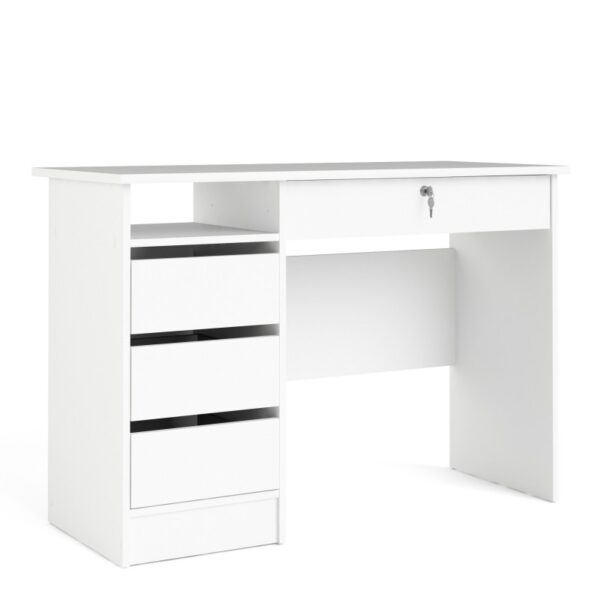 FUNCTION PLUS Desk (3+1) Handle Free Drawers in White