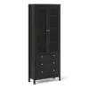 MADRID China Cabinet 2 Doors with Glass 3 Drawers in Matt Black