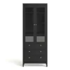 MADRID China Cabinet 2 Doors with Glass 3 Drawers in Matt Black - Image 12
