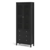 MADRID China Cabinet 2 Doors with Glass 3 Drawers in Matt Black - Image 11