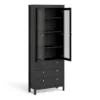 MADRID China Cabinet 2 Doors with Glass 3 Drawers in Matt Black - Image 10