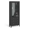 MADRID China Cabinet 2 Doors with Glass 3 Drawers in Matt Black - Image 8