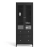 MADRID China Cabinet 2 Doors with Glass 3 Drawers in Matt Black - Image 7