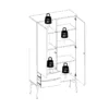 FUR China Cabinet 1 Door 1 Glass Door 2 Drawers in Walnut, White and Grey - Image 2