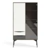 FUR China Cabinet 1 Door 1 Glass Door 2 Drawers in Walnut, White and Grey - Image 13