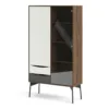 FUR China Cabinet 1 Door 1 Glass Door 2 Drawers in Walnut, White and Grey - Image 12
