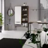 FUR China Cabinet 1 Door 1 Glass Door 2 Drawers in Walnut, White and Grey - Image 9