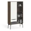FUR China Cabinet 1 Door 1 Glass Door 2 Drawers in Walnut, White and Grey - Image 7