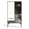 FUR China Cabinet 1 Door 1 Glass Door 2 Drawers in Walnut, White and Grey - Image 6
