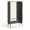 FUR China Cabinet 1 Door 1 Glass Door 2 Drawers in Walnut, White and Grey