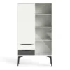 FUR China Cabinet 1 Door 1 Glass Door 2 Drawers in White and Grey - Image 13