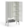 FUR China Cabinet 1 Door 1 Glass Door 2 Drawers in White and Grey - Image 11