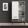 FUR China Cabinet 1 Door 1 Glass Door 2 Drawers in White and Grey - Image 10