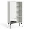 FUR China Cabinet 1 Door 1 Glass Door 2 Drawers in White and Grey
