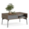 FUR Coffee Table with 1 Drawer in Grey, White and Walnut - Image 9