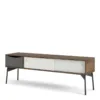 FUR TV-Unit 2 Sliding Doors 1 Drawer in Walnut, Grey and White - Image 13