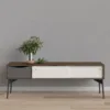FUR TV-Unit 2 Sliding Doors 1 Drawer in Walnut, Grey and White - Image 10