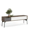 FUR TV-Unit 2 Sliding Doors 1 Drawer in Walnut, Grey and White - Image 9