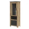 RAPALLO 2 Door Display Cabinet with Wine Rack in Chestnut and Matera Grey - Image 6