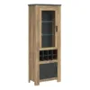 RAPALLO 2 Door Display Cabinet with Wine Rack in Chestnut and Matera Grey