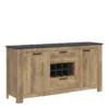 RAPALLO 2 Doors 2 Drawers Sideboard with Wine Rack in Chestnut and Matera Grey