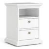PARIS Bedside 2 Drawers in White