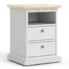 PARIS Bedside 2 Drawers in White and Oak