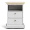 PARIS Bedside 2 Drawers in White and Oak - Image 15