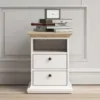 PARIS Bedside 2 Drawers in White and Oak - Image 9