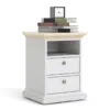 PARIS Bedside 2 Drawers in White and Oak - Image 8