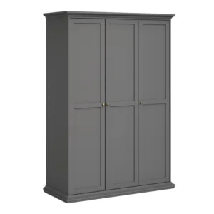 PARIS Wardrobe with 3 Doors in Matt Grey