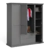 PARIS Wardrobe with 4 Doors and 2 Drawers in Matt Grey - Image 8
